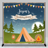 Aperturee - Aperturee Camping Night Jungle Flags Custom Birthday Backdrop